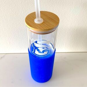 NWT Creighton University Bluejays Glass Water Coffee Tumbler Silicone Holder